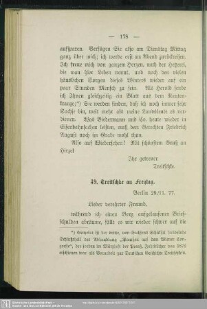 49. Treitschke an Freytag. Berlin, 29.11.77