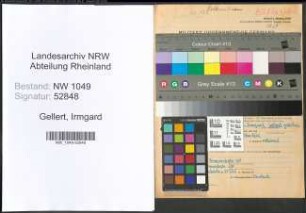 Entnazifizierung Irmgard Gellert , geb. 08.10.1907 (Schulhelferin)