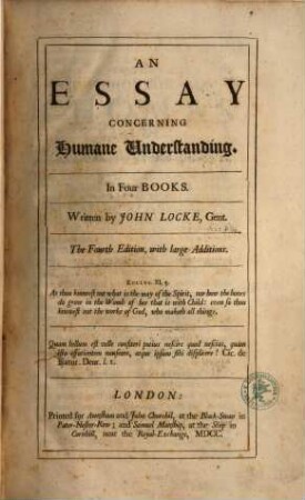 An Essay Concerning Humane Understanding : In Four Books