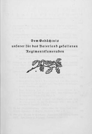 Dem Gedächtnis unserer für das Vaterland gefallenen Regimenskameraden.
