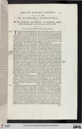 Sectio III: De alchymia sophistica