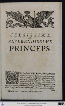 Celsissime Ac Reverendissime Princeps.
