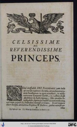 Celsissime Ac Reverendissime Princeps.