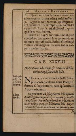 Cap. XXXVIII. De Oratione ad Deum [et] Matura deliberatione in suscipiendo bello.