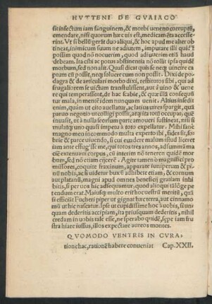 Quomodo Ventris In Curatione hac, rationem habere conveniat Cap. XXII.