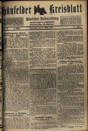 Zweite Ausgabe vom Donnerstag, den 20. März 1930.