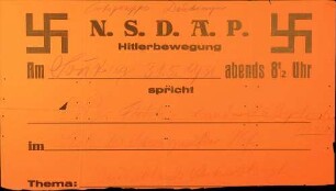 Versammlung der NSDAP-Ortsgruppe Dauchingen: Deutschlands Schicksalskampf!