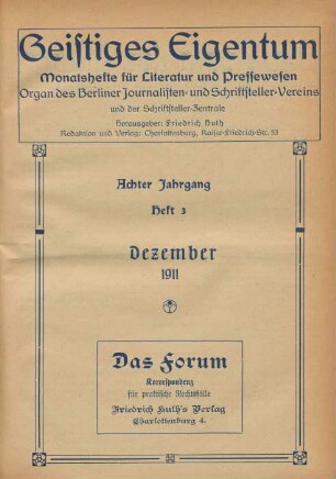 Heft 3 (Dezember 1911)