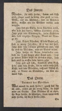 Das Dritte. Antwort der Spröden.