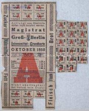 Fragment einer Bezugskarte für Lebensmittel aus Groß-Berlin