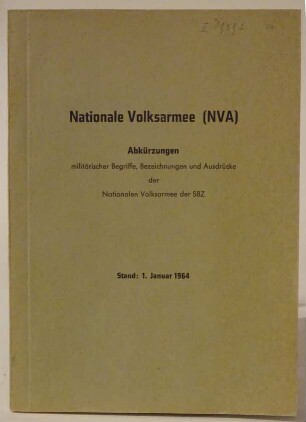 Abkürzungen nationale Volksarmee