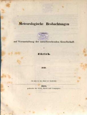 Meteorologische Beobachtungen. 1840