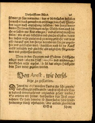Von Arest, wie derselbige zu gestatten.