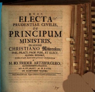 Electa prudentiae civilis de principum ministris