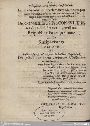 VIRIS Nobilißimis, Amplißimis, Consultißimis, ...