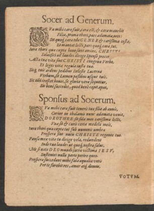 Sponsus ad Socerum.