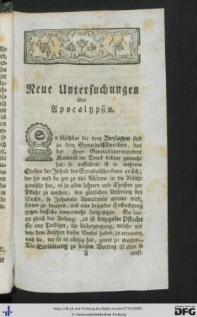 Neue Untersuchungen der Apocalypsin.