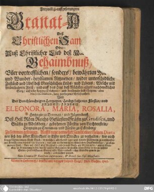 Freywillig-aufgesprungener Granat-Apffel, Des Christlichen Samaritans, Oder: Aus Christlicher Lieb des Nächsten eröffnete Gehaimnuß, Vieler vortrefflichen, sonders-bewährten Mitteln, und Wunder-heylsamen Artzneyen, wider unterschiedliche Zuständ und Ubel deß menschlichen Leibs und Lebens