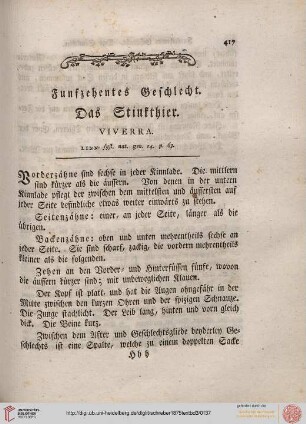Funfzehentes Geschlecht: Das Stinkthier