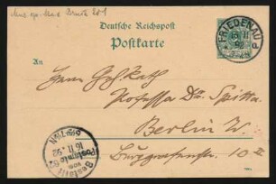 Postkarte an Philipp Spitta : 16.11.1893