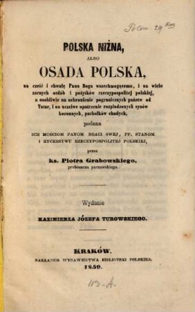 Polska Nižna, albo Osada Polska : Zwierciadło rzeczypospolitej polskiej na początku roku 1598 wystawione