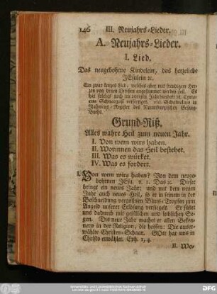 I. Lied. Das neugebohrne Kindelein, das herzeliebe Jesulein [et]c.