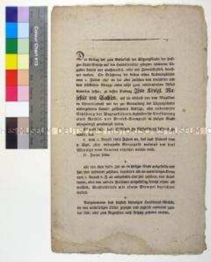 Bekanntmachung des Rates zu Leipzig betreffend die Erhöhung des Wiegegeldes sowie die Einführung eines Wechsel- und Poststempels zur Tilgung der Stadtanleihe
