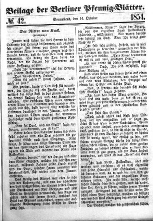 Beilage: No. 42, Sonnabend, den 14. Oktober