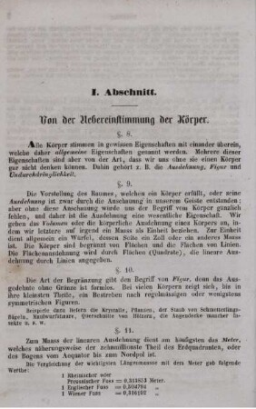 I. Abschnitt. Von der Übereinstimmung der Körper.