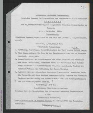 Einladung, Tagesordnung und Mitteilungen des Hannoverschen Arbeitsausschusses für die Tagung des ADF