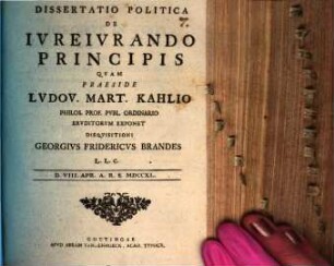 Dissertatio Politica De Ivreivrando Principis
