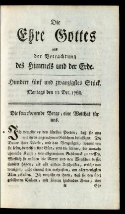 Hundert fünf und zwanigstes Stück. Montags den 12 Dec. 1768