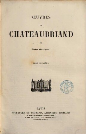 Oeuvres de Chateaubriand, 9. Études historiques