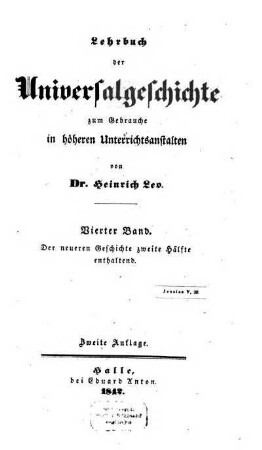 Bd. 4, [Schülerbd.]: Der neueren Geschichte zweite Hälfte enthaltend