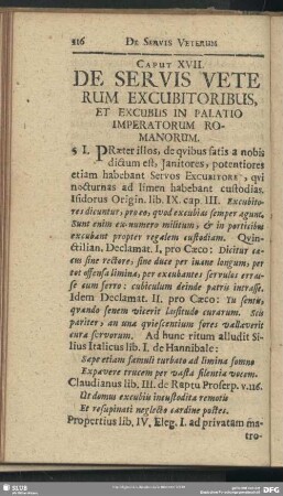 Caput XVII. De Servis Veterum Excubitoribus, Et Excubiis In Palatio Imperatorum Romanorum