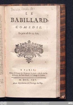 Le Babillard : Comedie
