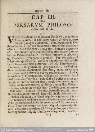 Cap. III. De Persarum Philosophia Morali