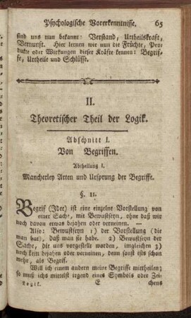 Abschnitt I. Von Begriffen.