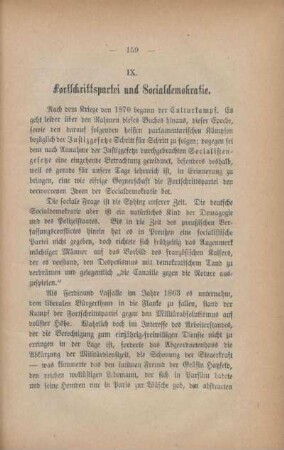 IX. Fortschrittspartei und Socialdemokratie