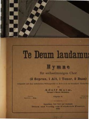 Te Deum laudamus : Hymne für 6stg. Chor (2 Sopran, 1 Alt, 1 Tenor, 2 Bass) ; op. 6