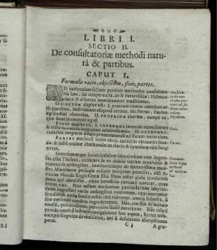 Sectio II. De consultatoriae methodi natura & partibus