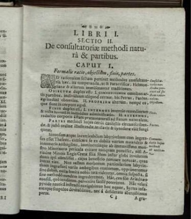 Sectio II. De consultatoriae methodi natura & partibus