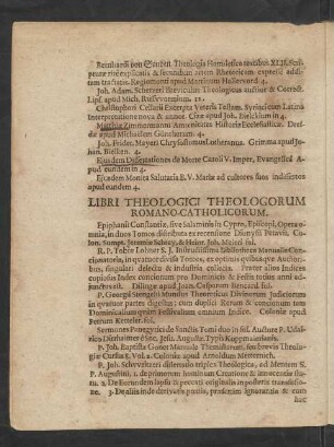 Libri Theologici Theologorum Romano-Catholicorum.