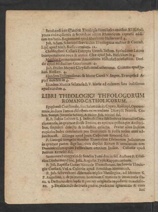 Libri Theologici Theologorum Romano-Catholicorum.