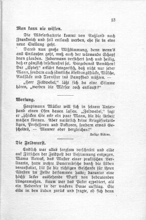 Man kann nie wissen.