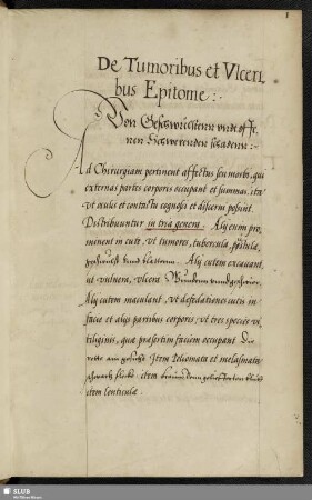 De tumoribus et ulceribus epitome.