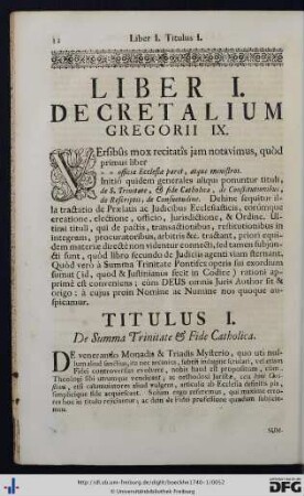 Liber I. Decretalium.