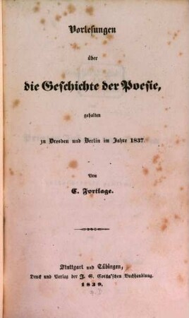 Vorlesungen über die Geschichte der Poesie : gehalten zu Dresden und Berlin im Jahre 1837