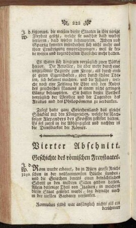 Vierter Abschnitt. Geschichte des römischen Freystaates.