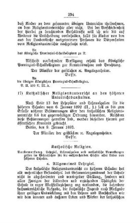 Katholischer Religionsunterricht an den höheren Unterrichtsanstalten : [C. Höhere Lehranstalten]